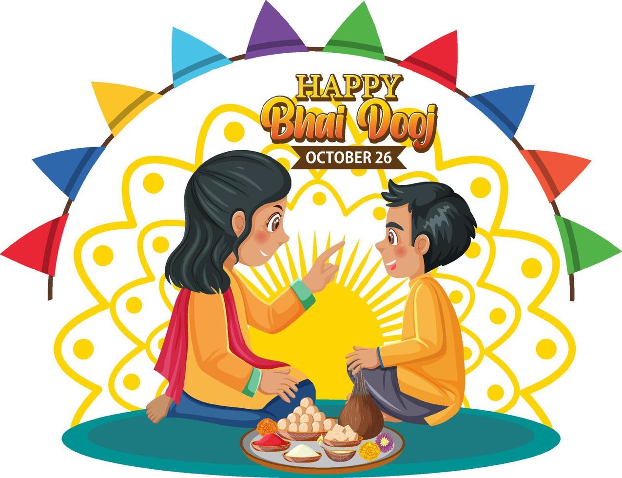 Happy Bhai Dooj Day Text Banner Design vector