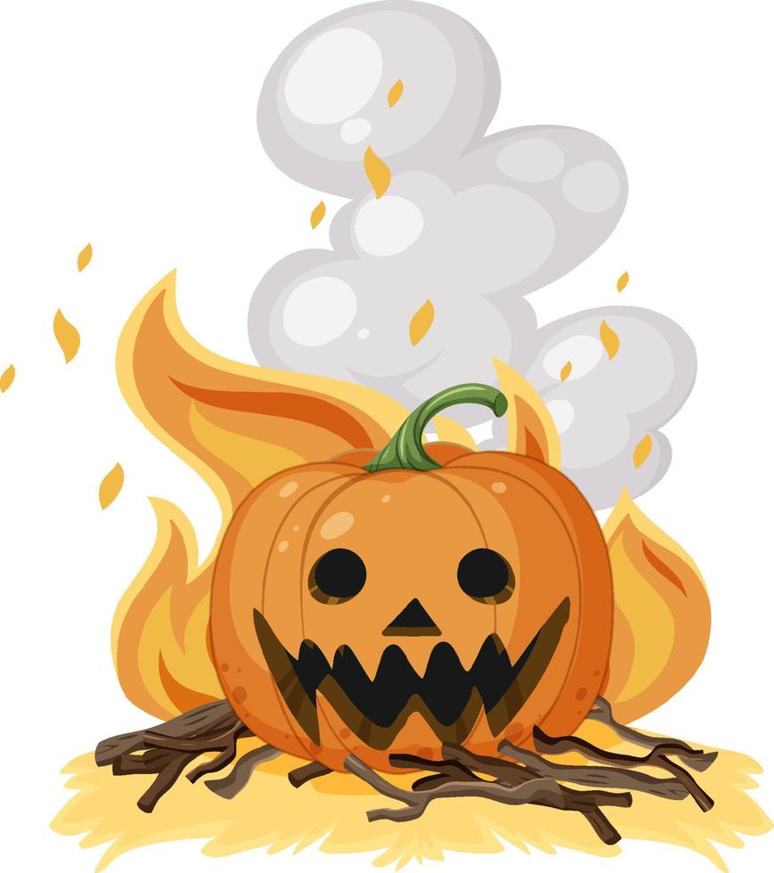 Halloween pumpkin with fire vector