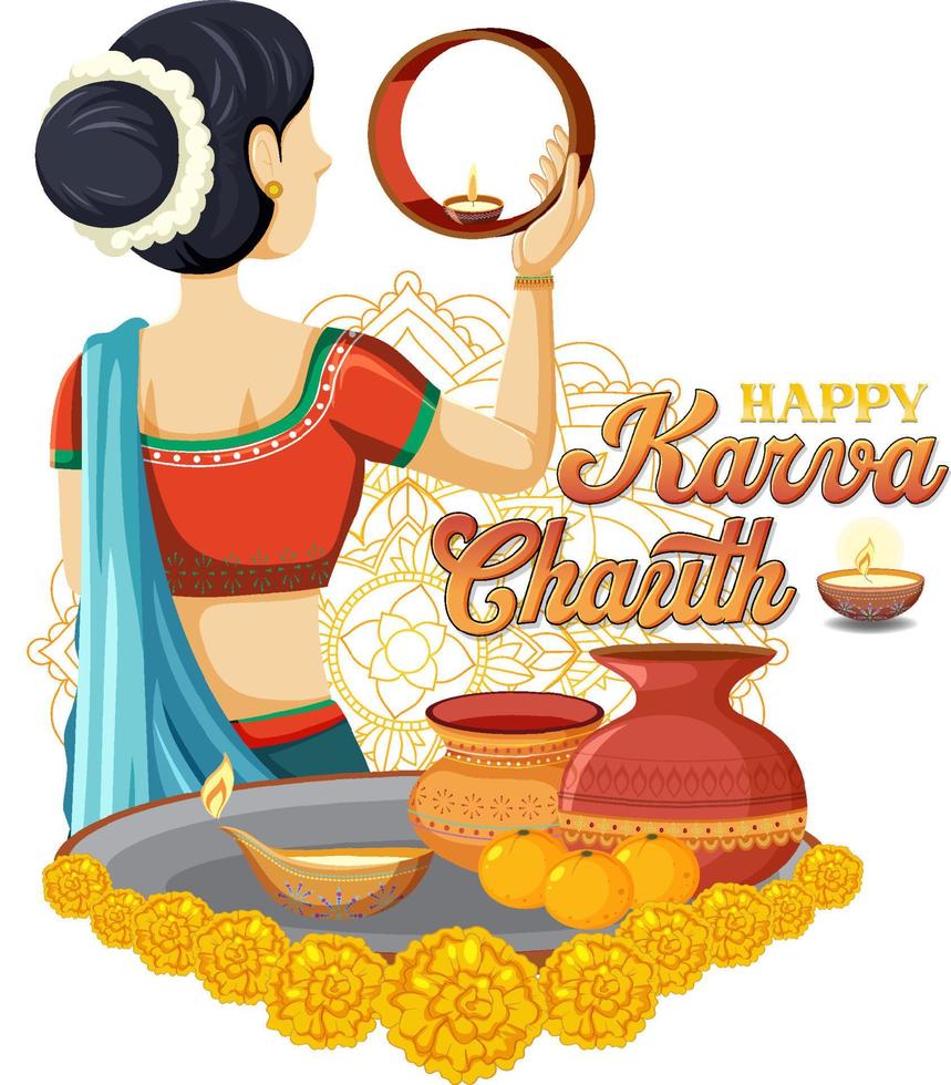 Happy Karva Chauth Day Banner Design vector