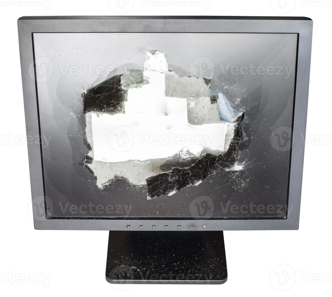 front above view of monitor with damaged screen photo