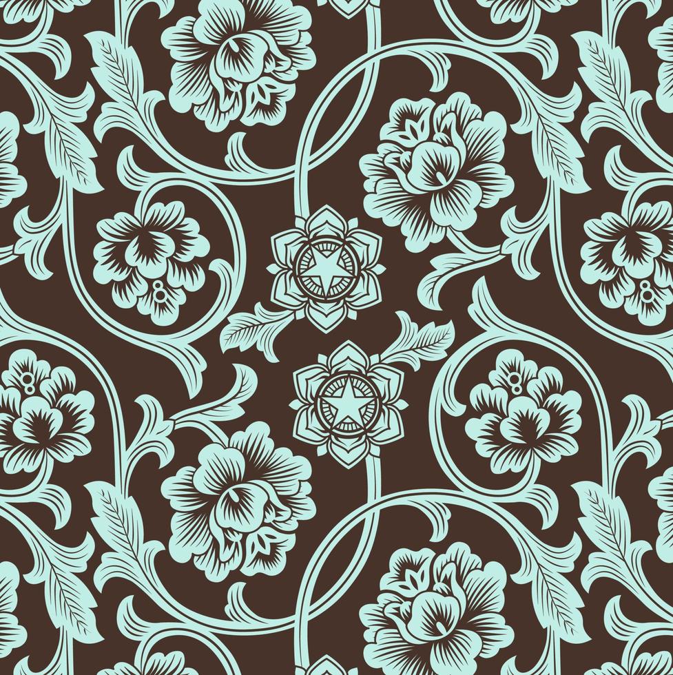 Asian ornamental colored antique floral pattern. vector