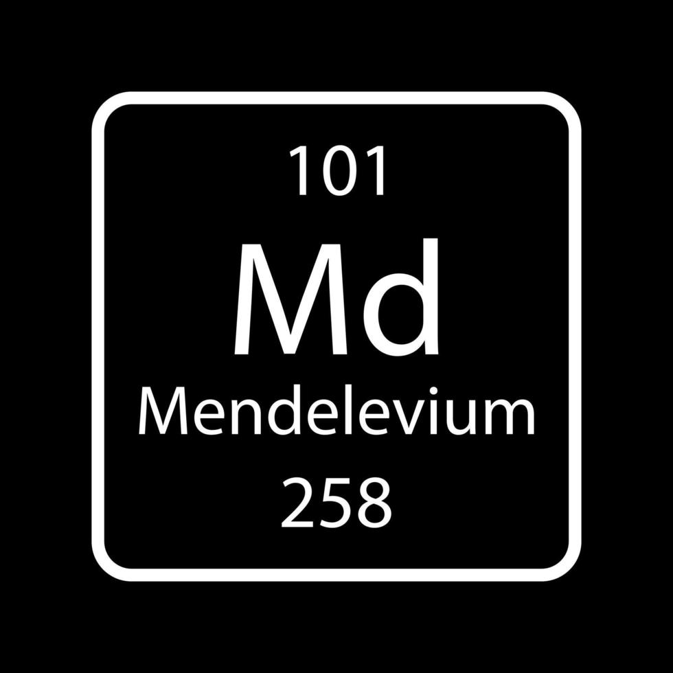 Mendelevium symbol. Chemical element of the periodic table. Vector illustration.