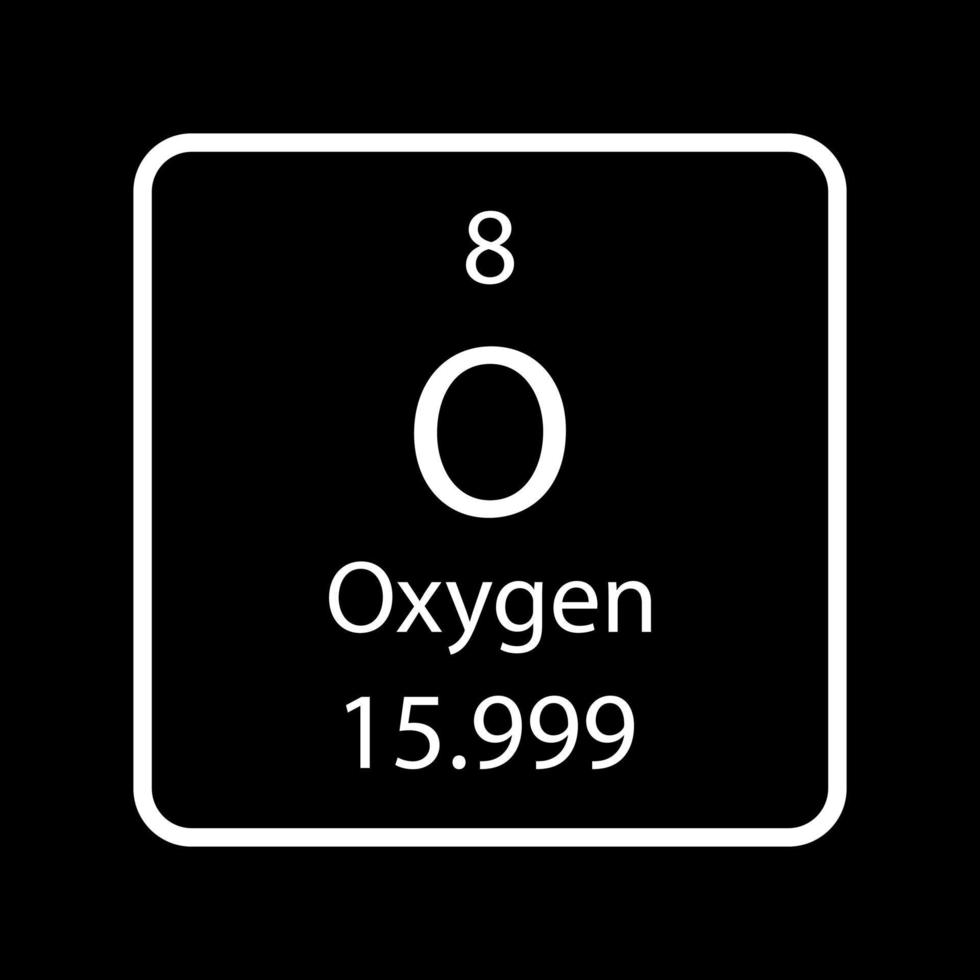 Oxygen symbol. Chemical element of the periodic table. Vector illustration.