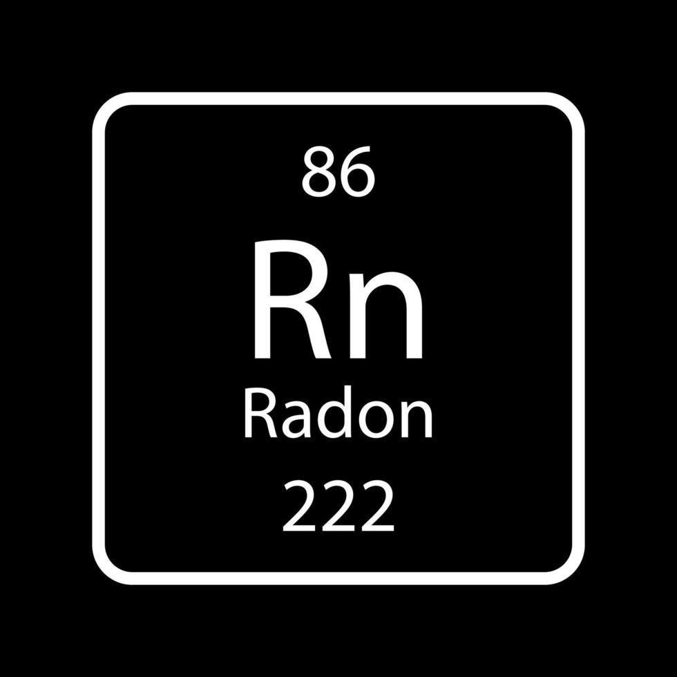 Radon symbol. Chemical element of the periodic table. Vector illustration.