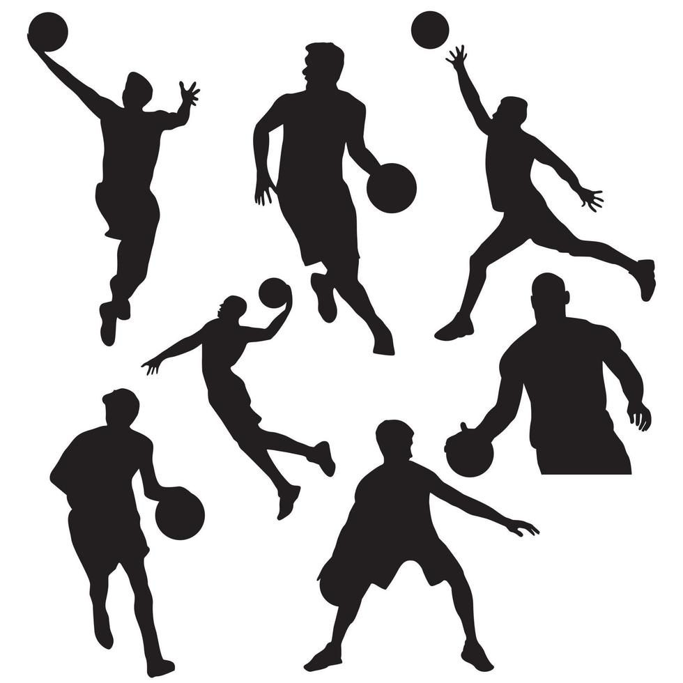 Basketball players silhouettes, Basketball player set vector