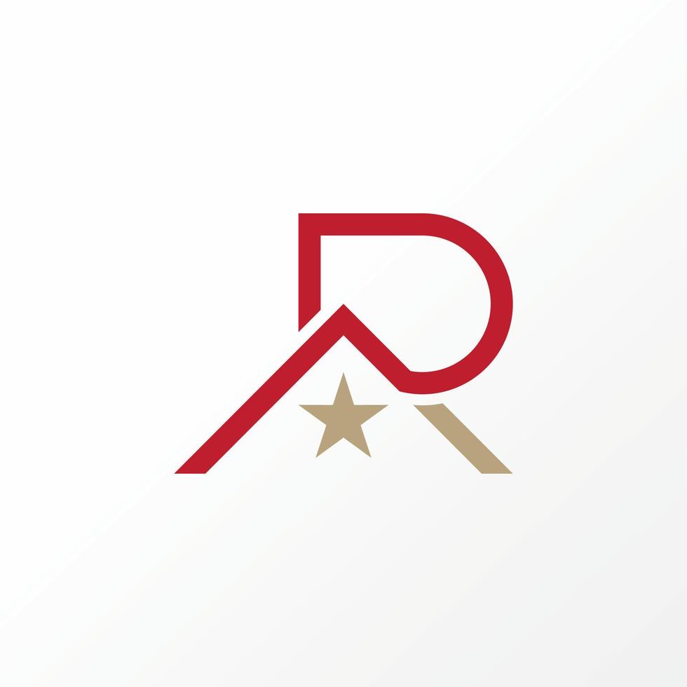 Simple and unique letter R font with star and roof house image graphic icon logo design abstract concept vector stock. Can be used as symbol related to veteran or property