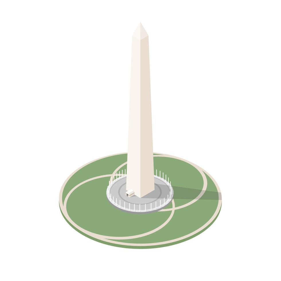 Washington monumento americano famoso edificio hito ilustración isométrica vector