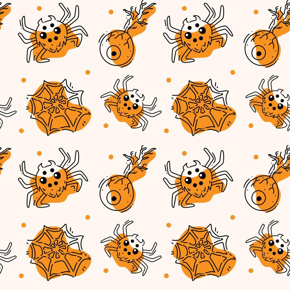 A seamless Halloween pattern with a spider and a spider's web vector