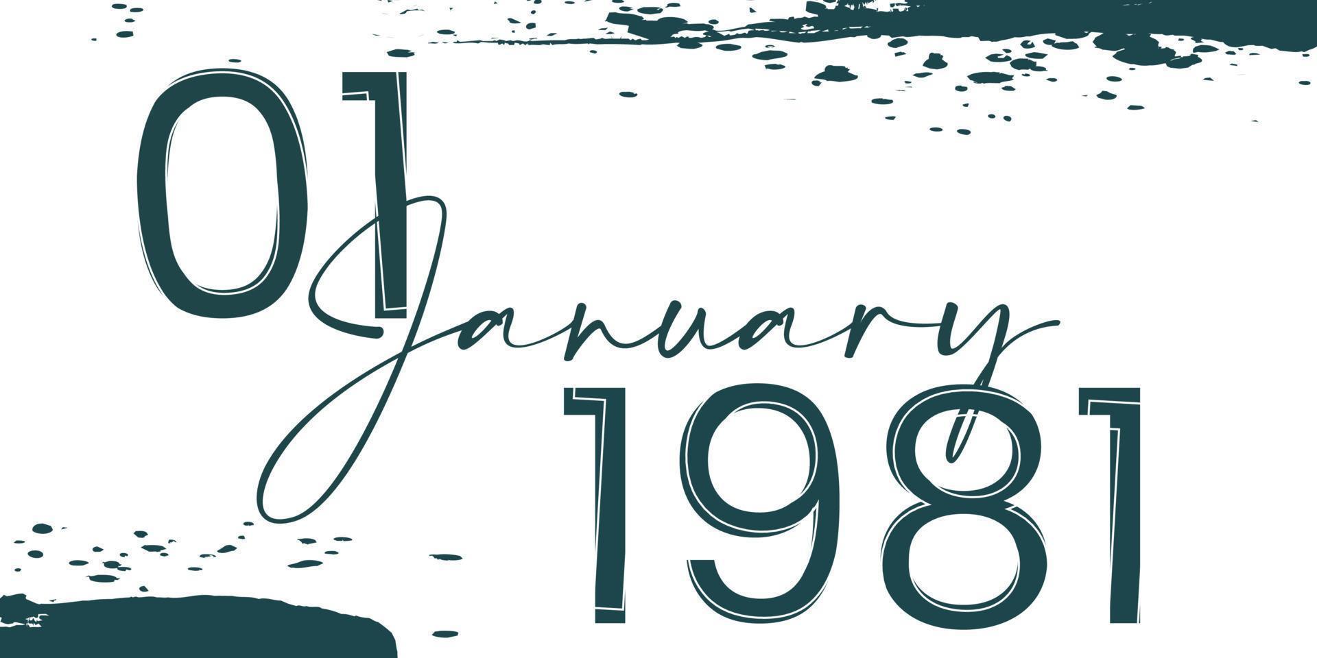 01 January 1981 text with abstract background vector