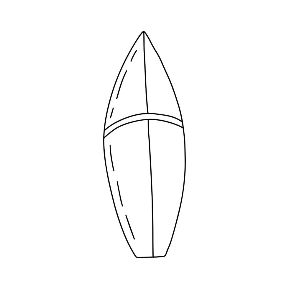 Doodle vector surfboard illustration. Hand drawn sea surfboard isolated