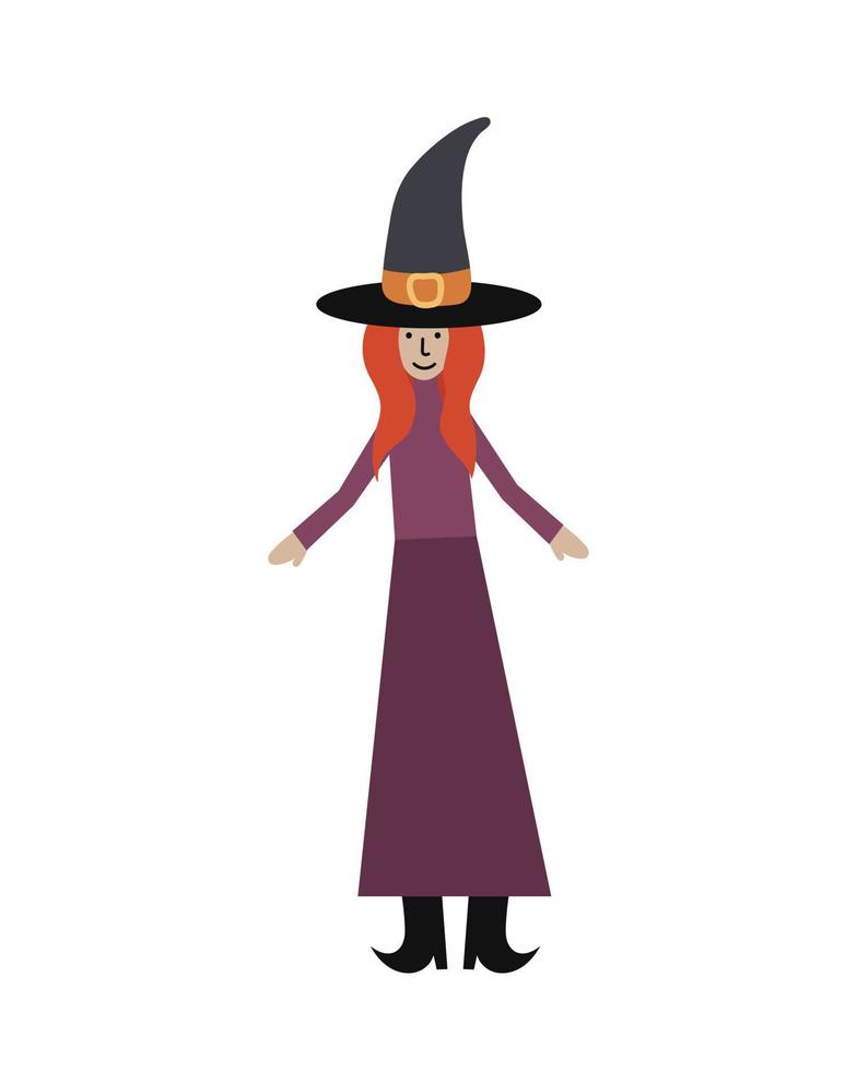Halloween wector illustration. Witch standing cartoon illustration. vector