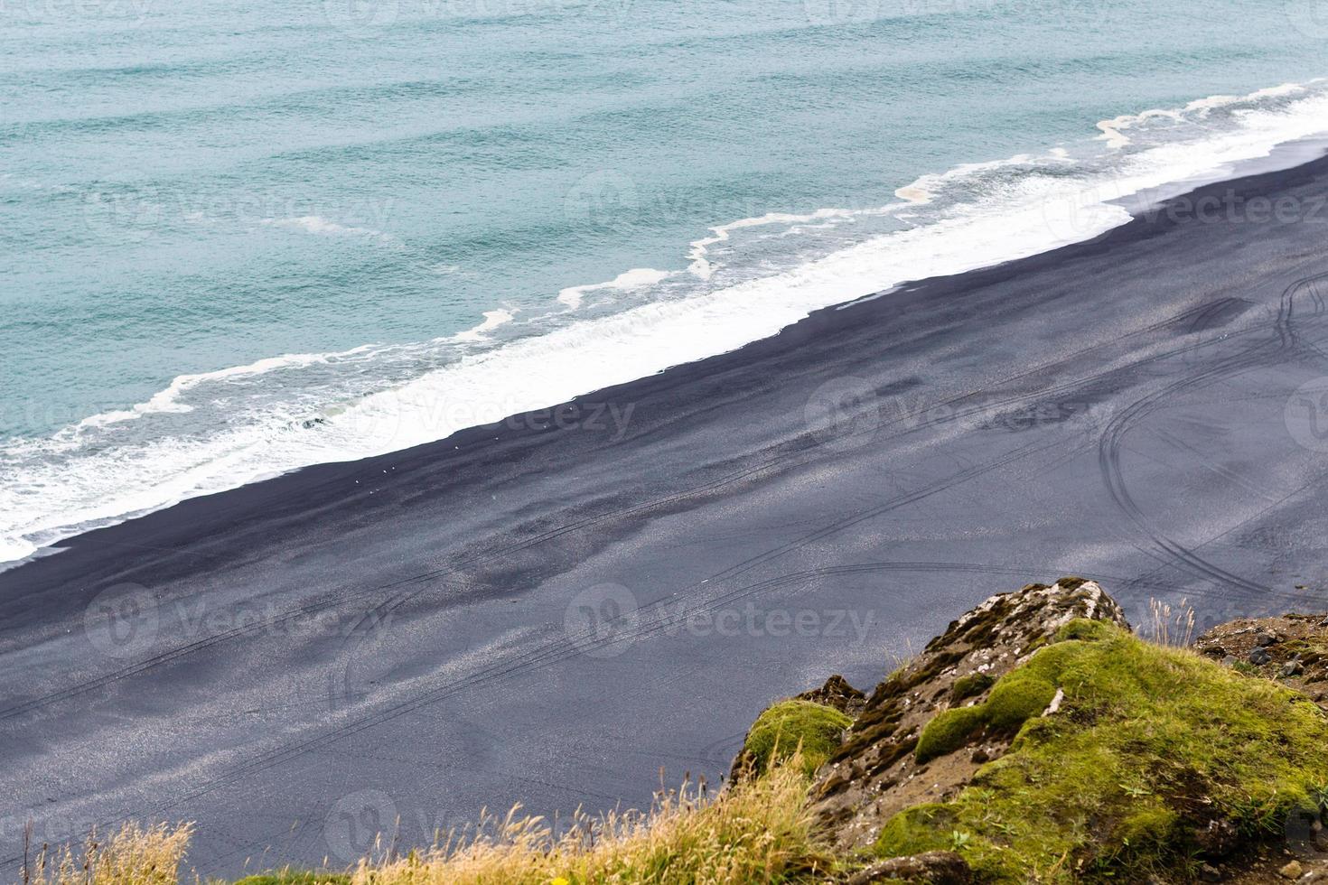 view of Solheimafjara beach from Dyrholaey cliff photo