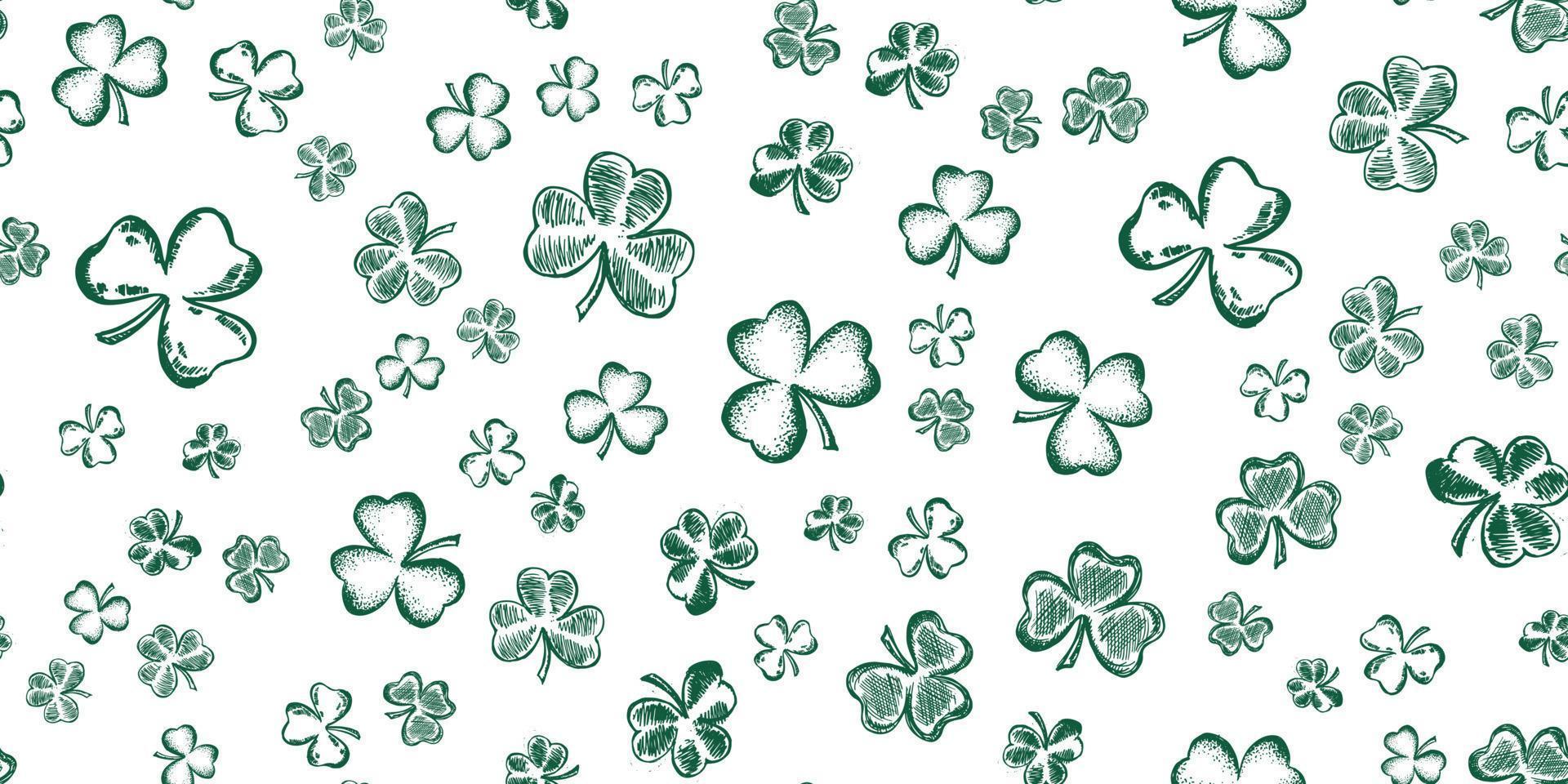 Happy Patrick's day. Clover set. Hand drawn illustration. vector