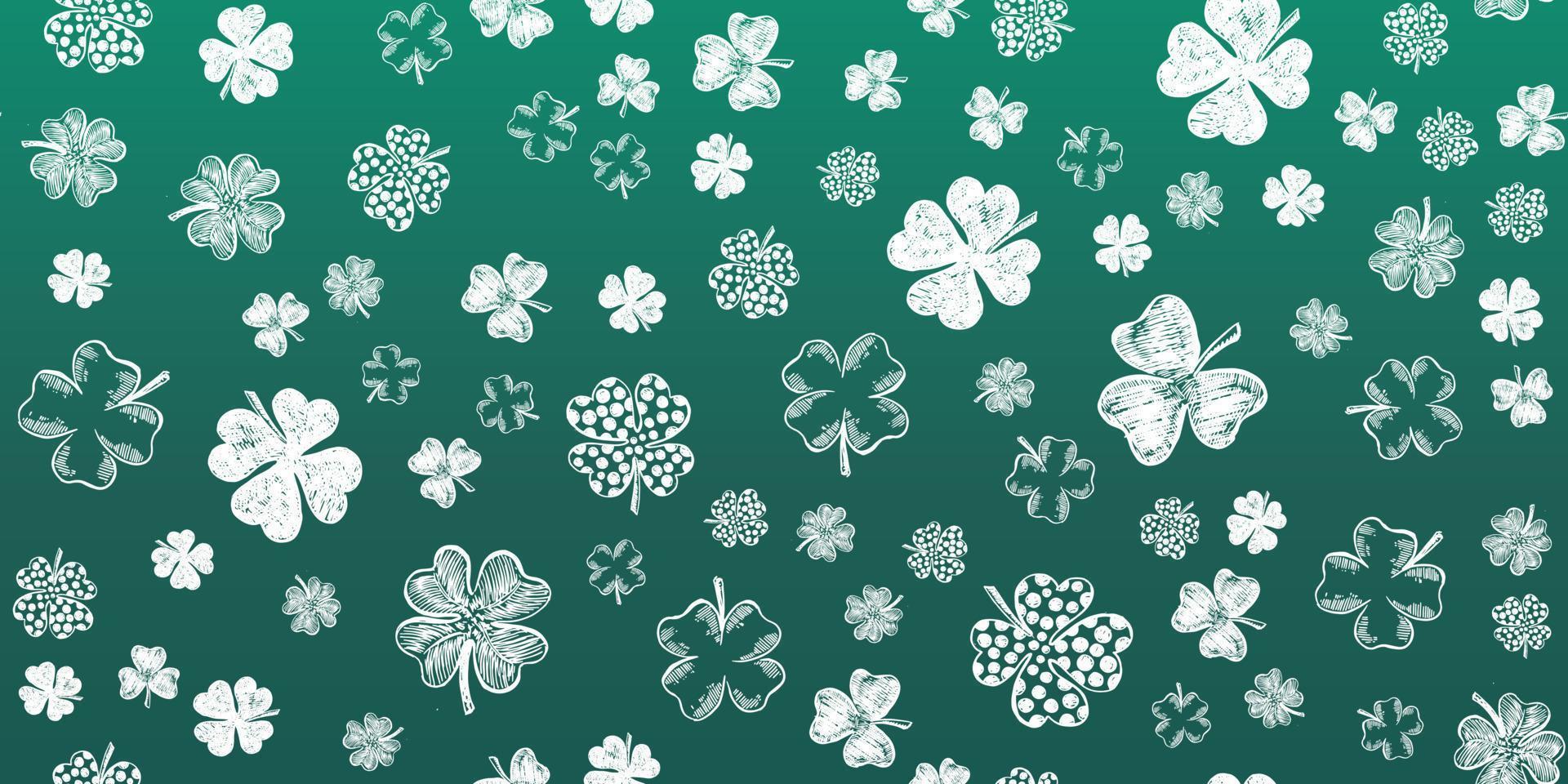 Happy Patrick's day. Clover set. Hand drawn illustration. vector