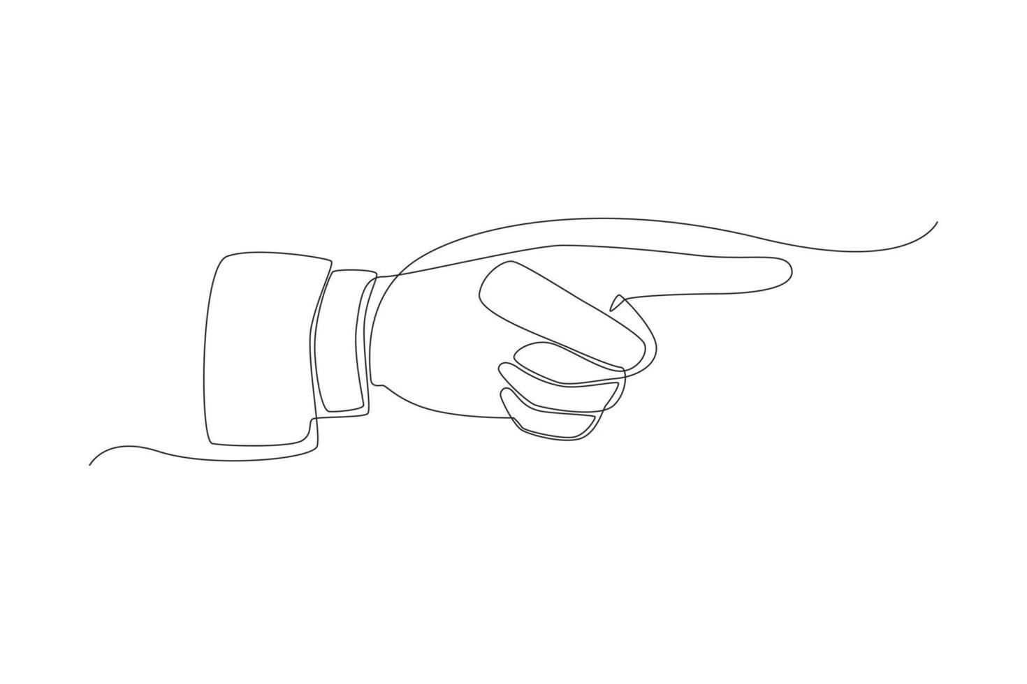 Single one line drawing hand pointing forward. Pointing concept. Continuous line draw design graphic vector illustration.
