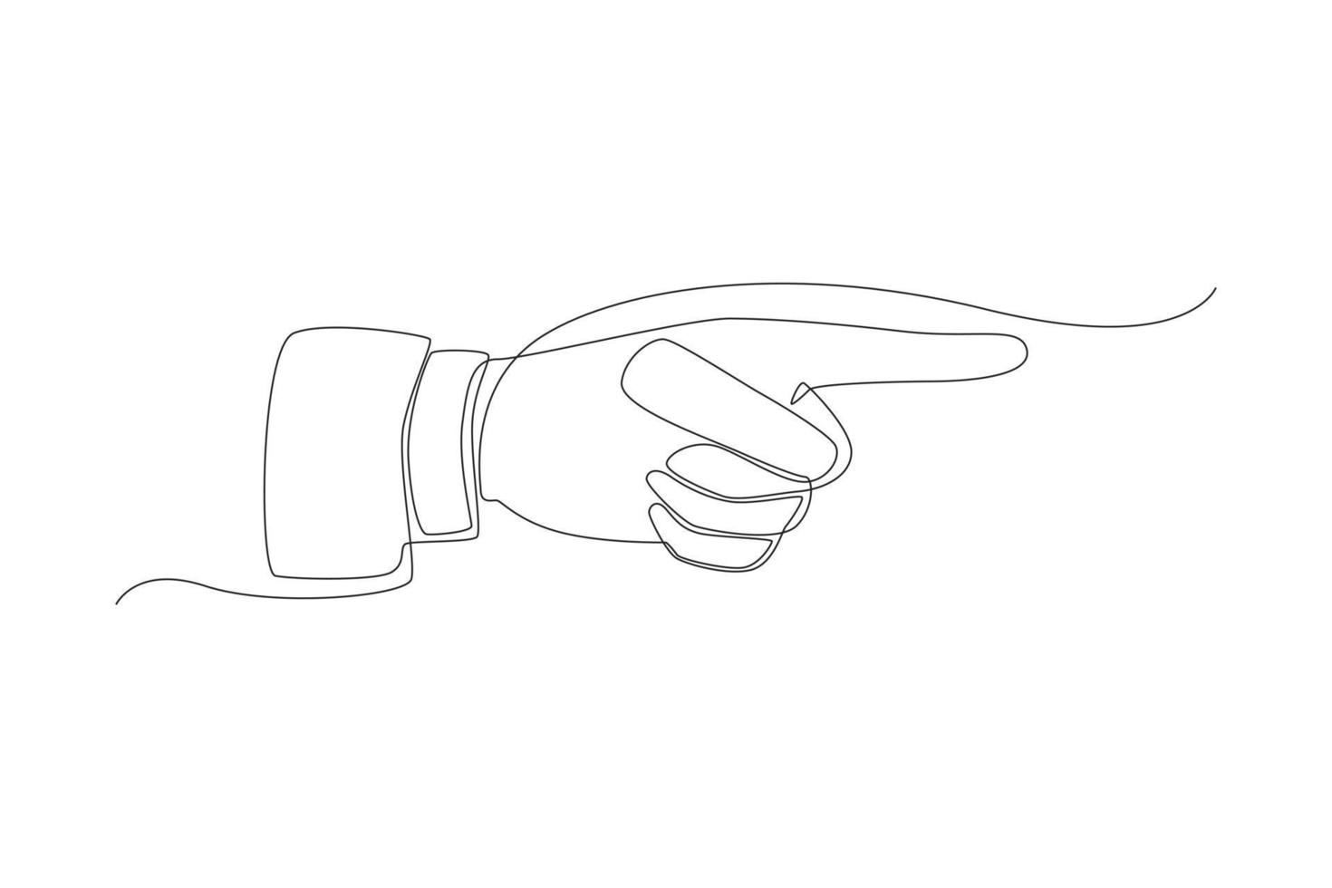 Single one line drawing hand pointing forward. Pointing concept. Continuous line draw design graphic vector illustration.