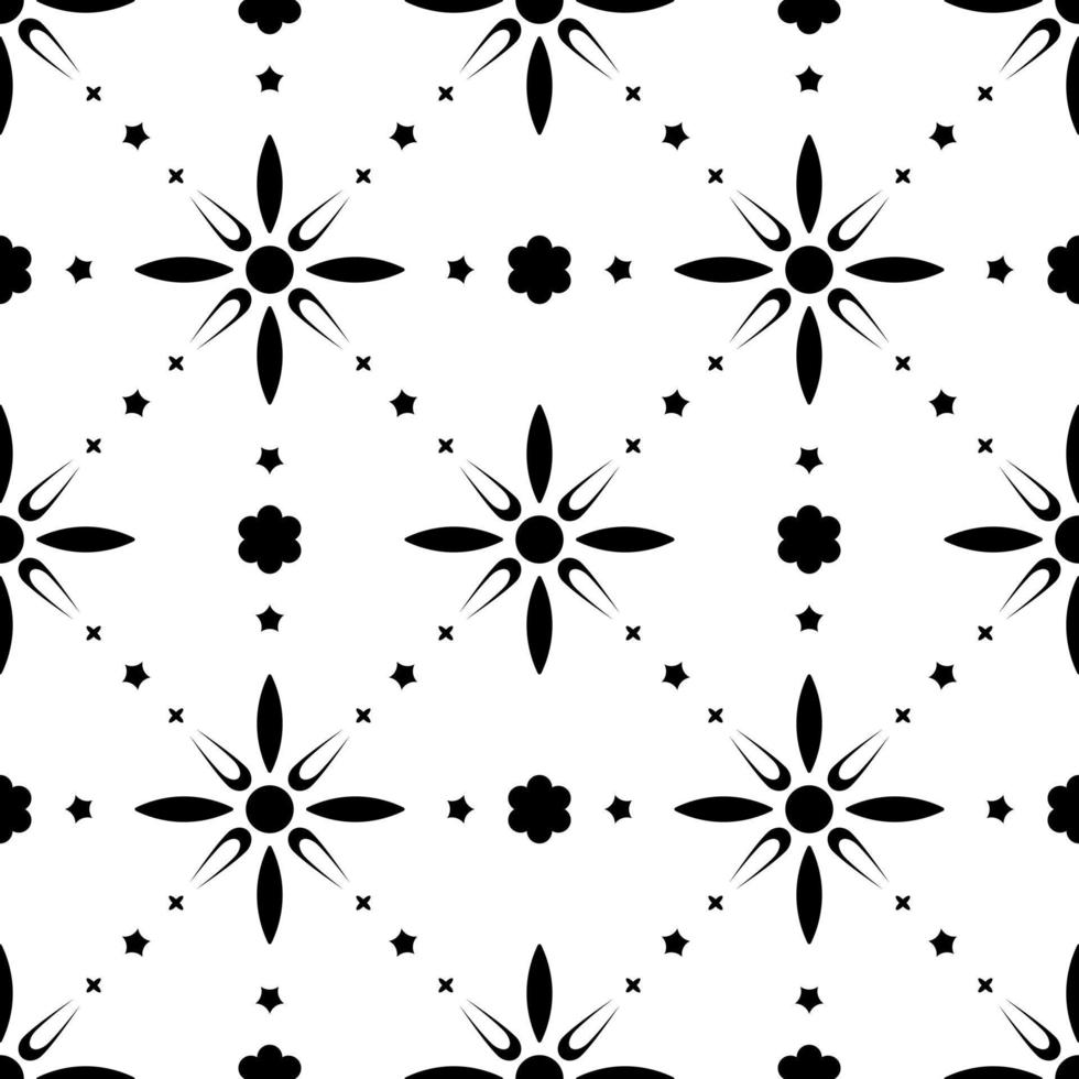Seamless pattern. Texture for tile, scrapbooking, wrapping paper, textiles, home decor, fabric, wallpaper, background, carpet, clothing. Black and white Vector illustration.