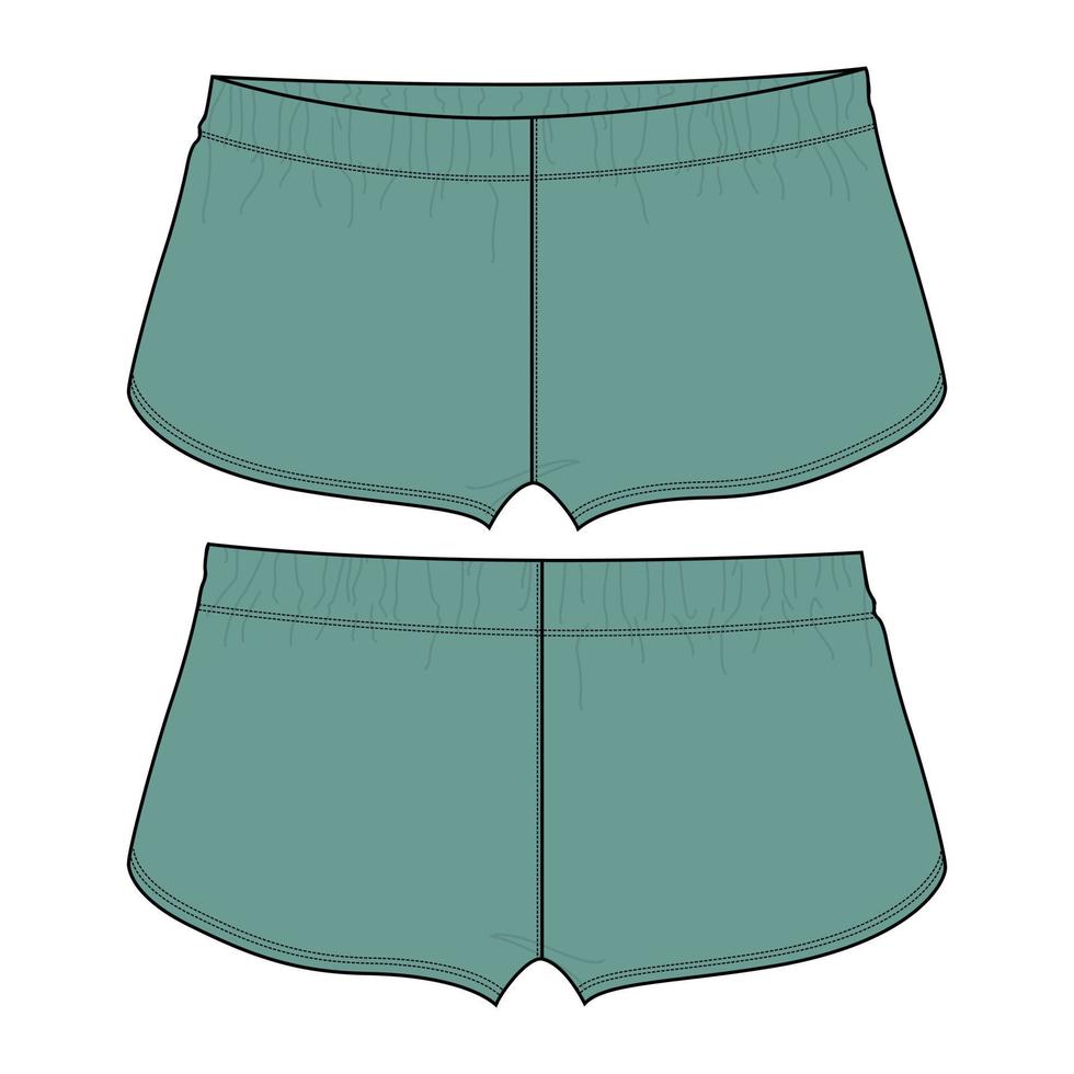 pantalones cortos plantilla de ilustración de vector de boceto plano de moda técnica general de niños. ropa diseño de ropa maqueta cad para niños.