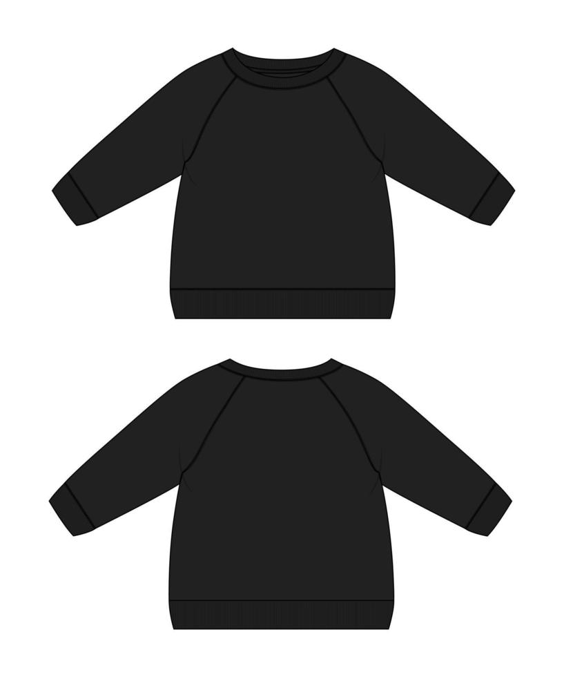 Long Sleeve raglan sweatshirt technical fashion flat sketch vector illustration template for women's and ladies