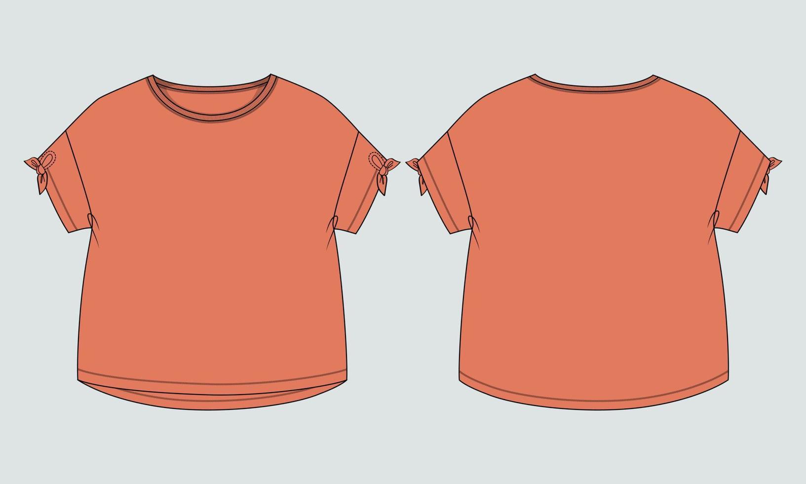 Baby girls dress design technical Flat sketch vector illustration template. Apparel clothing Mock up front and back views