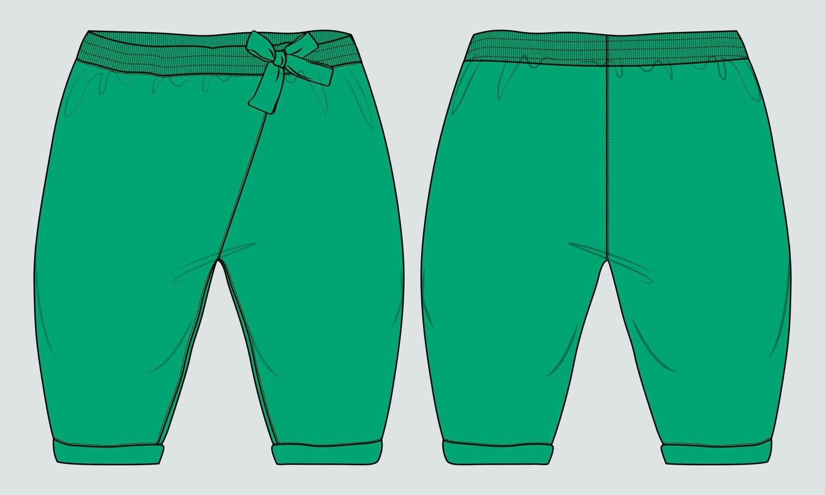 Kids Pajama technical fashion flat sketch vector template front and back views. apparel clothing design mock up Cad.