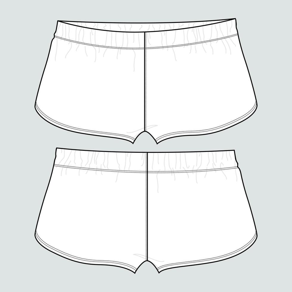 pantalones cortos plantilla de ilustración de vector de boceto plano de moda técnica general de niños. ropa diseño de ropa maqueta cad para niños.