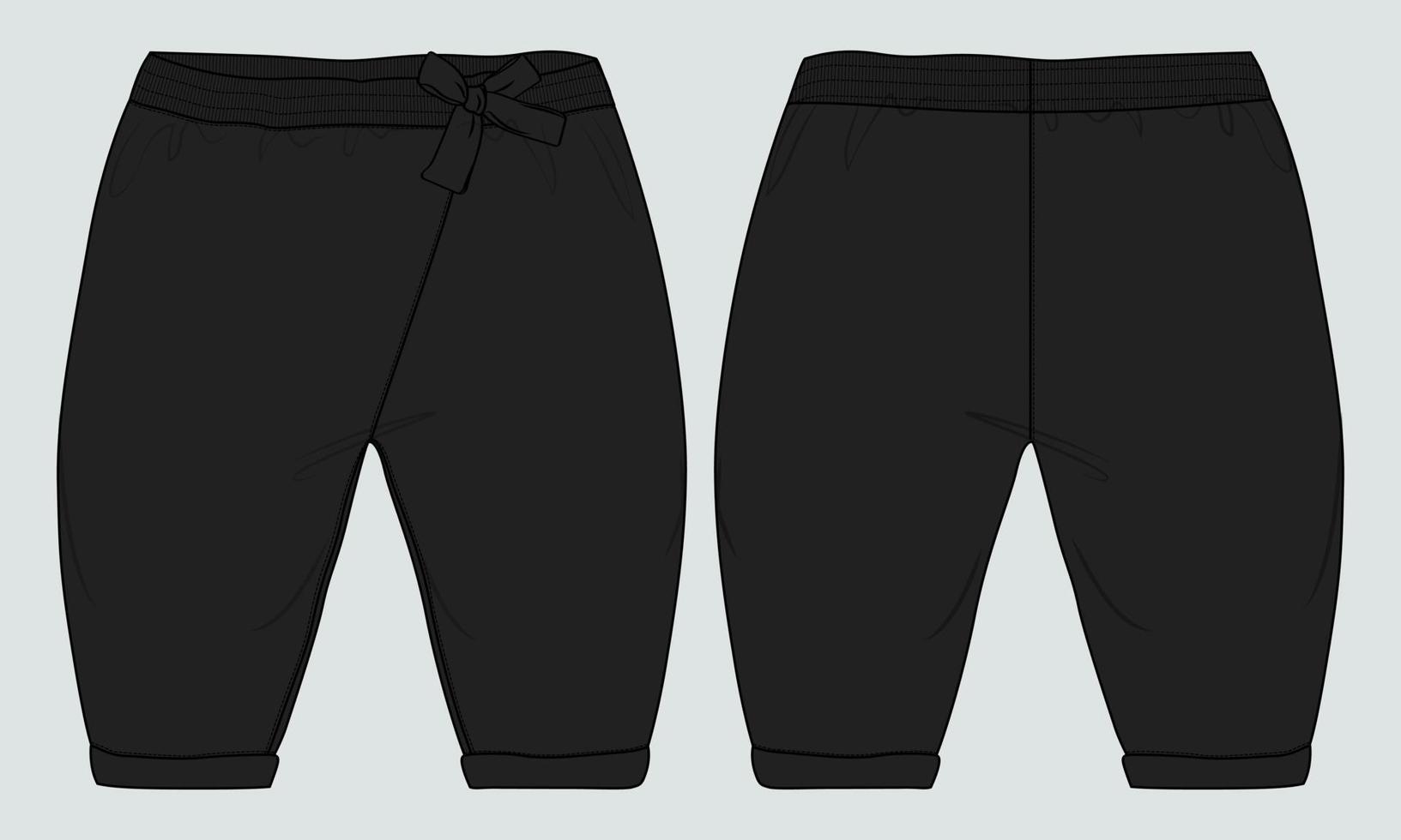 Kids Pajama technical fashion flat sketch vector template front and back views. apparel clothing design mock up Cad.