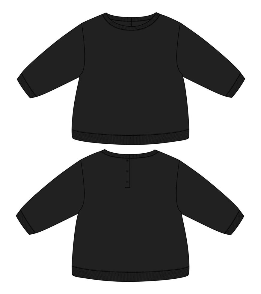 Long Sleeve Sweatshirt Technical Fashion flat sketch Vector Illustration Template For kids.