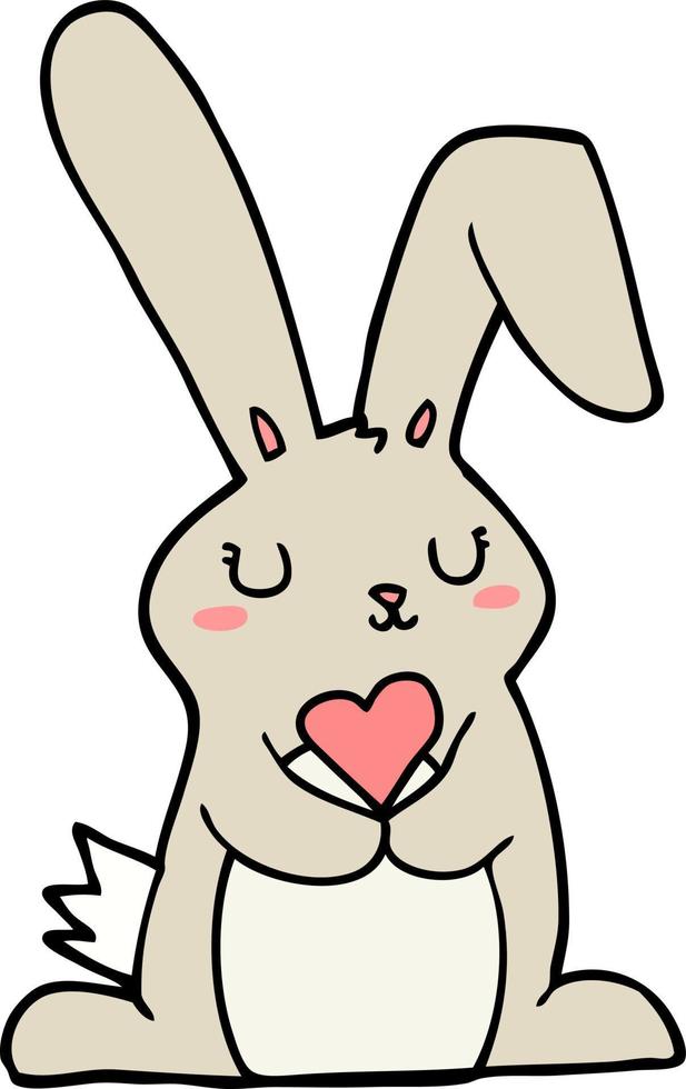 cartoon rabbit in love vector