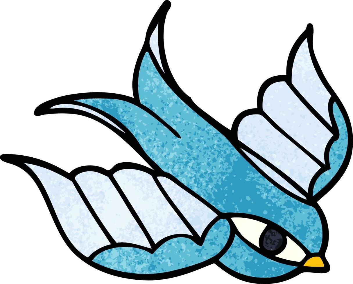 cartoon doodle swallow tattoo vector