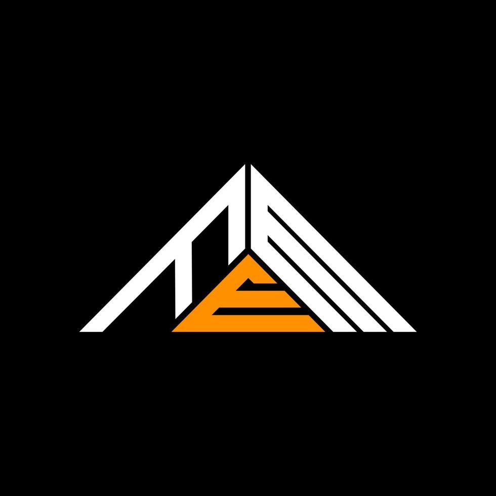 FEM letter logo creative design with vector graphic, FEM simple and modern logo in triangle shape.