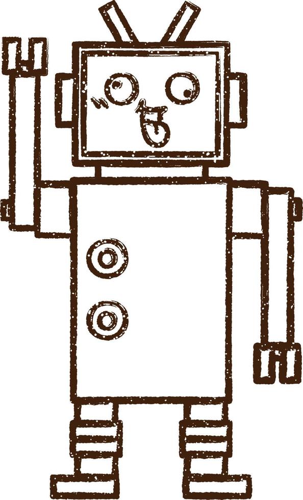 Robot Charcoal Drawing vector