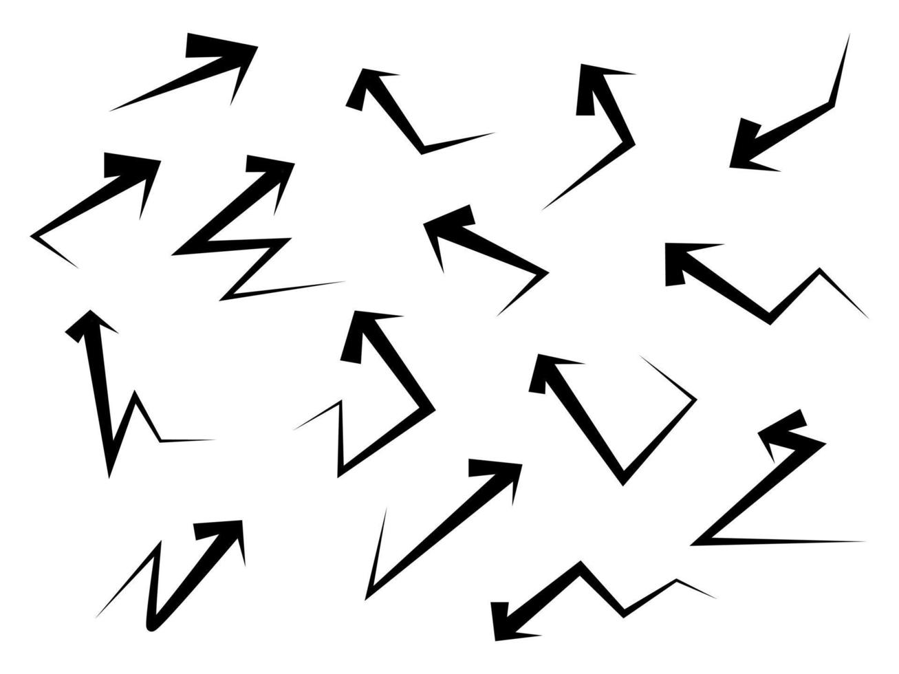 Hand drawn Arrows icons Set. arrow icon with various directions. Doodle vector illustration. isolated on a white background