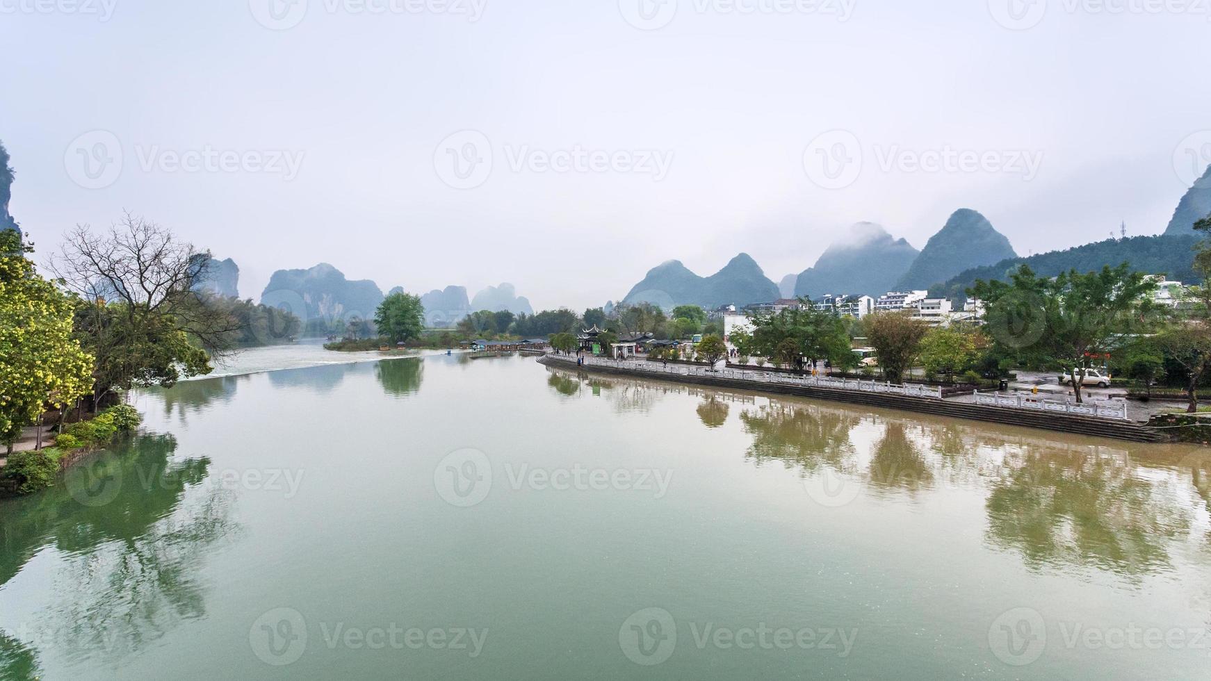 waterfront of Yulong river in Yangshuo county photo