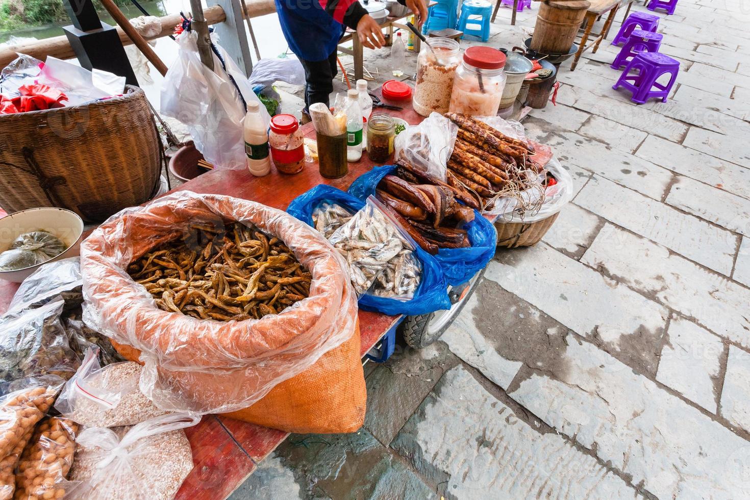 snacks on local market in Chengyang village photo