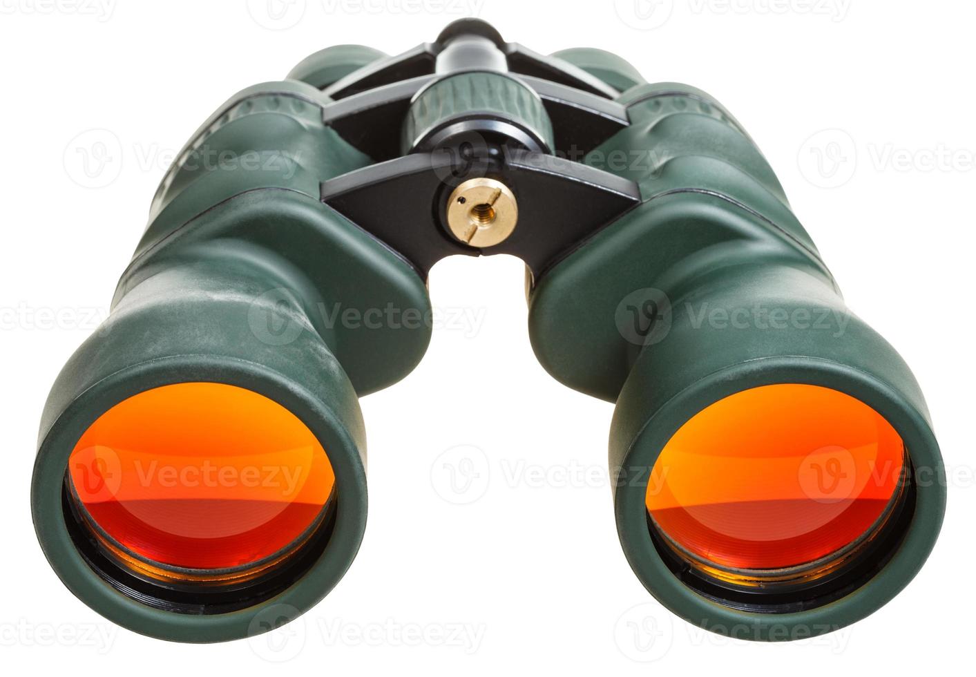 binoculares verdes con gafas naranjas aisladas foto