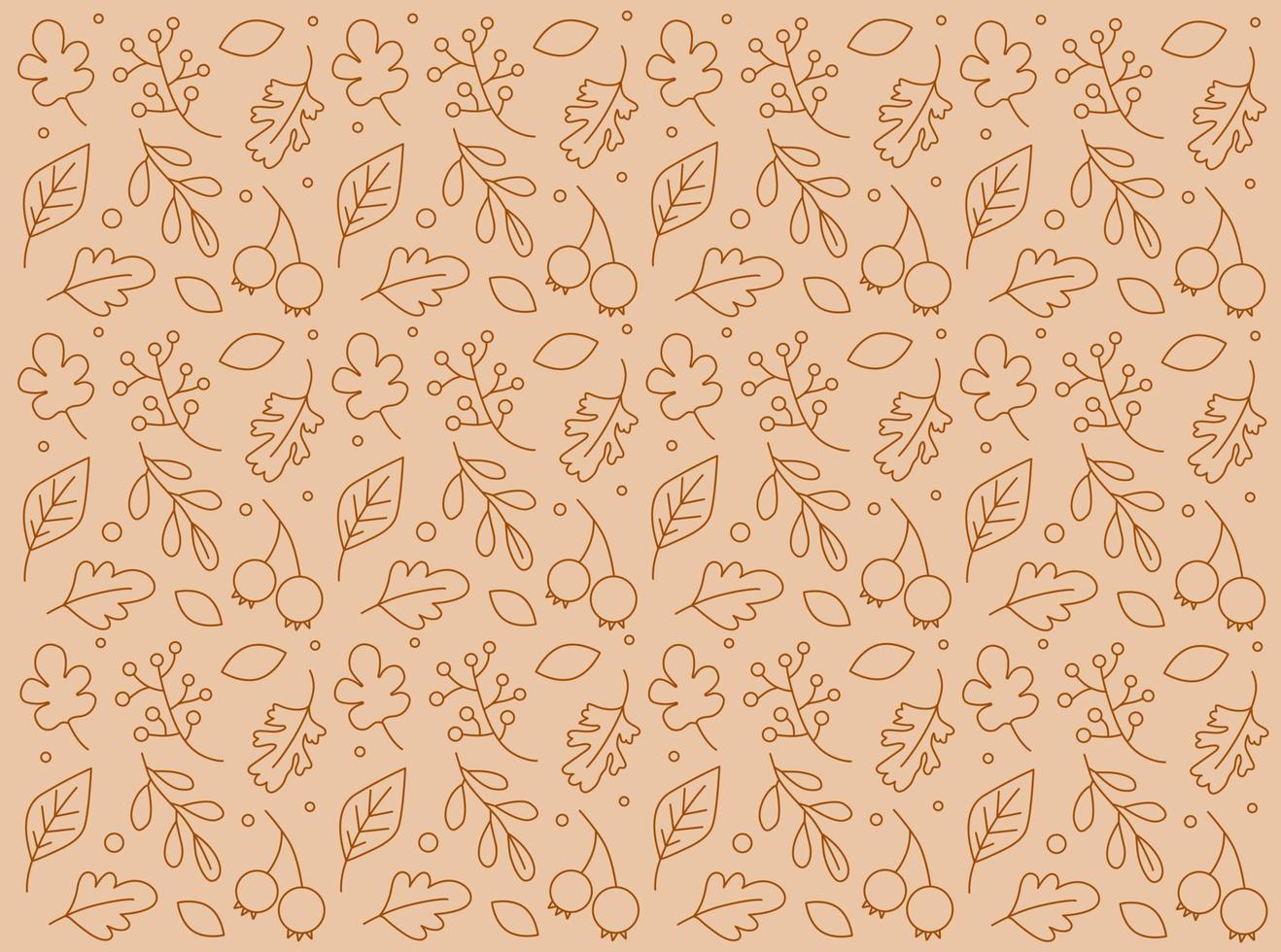 patrón de garabatos de otoño. plantas de otoño de contorno dispuestas en un patrón vectorial. vector