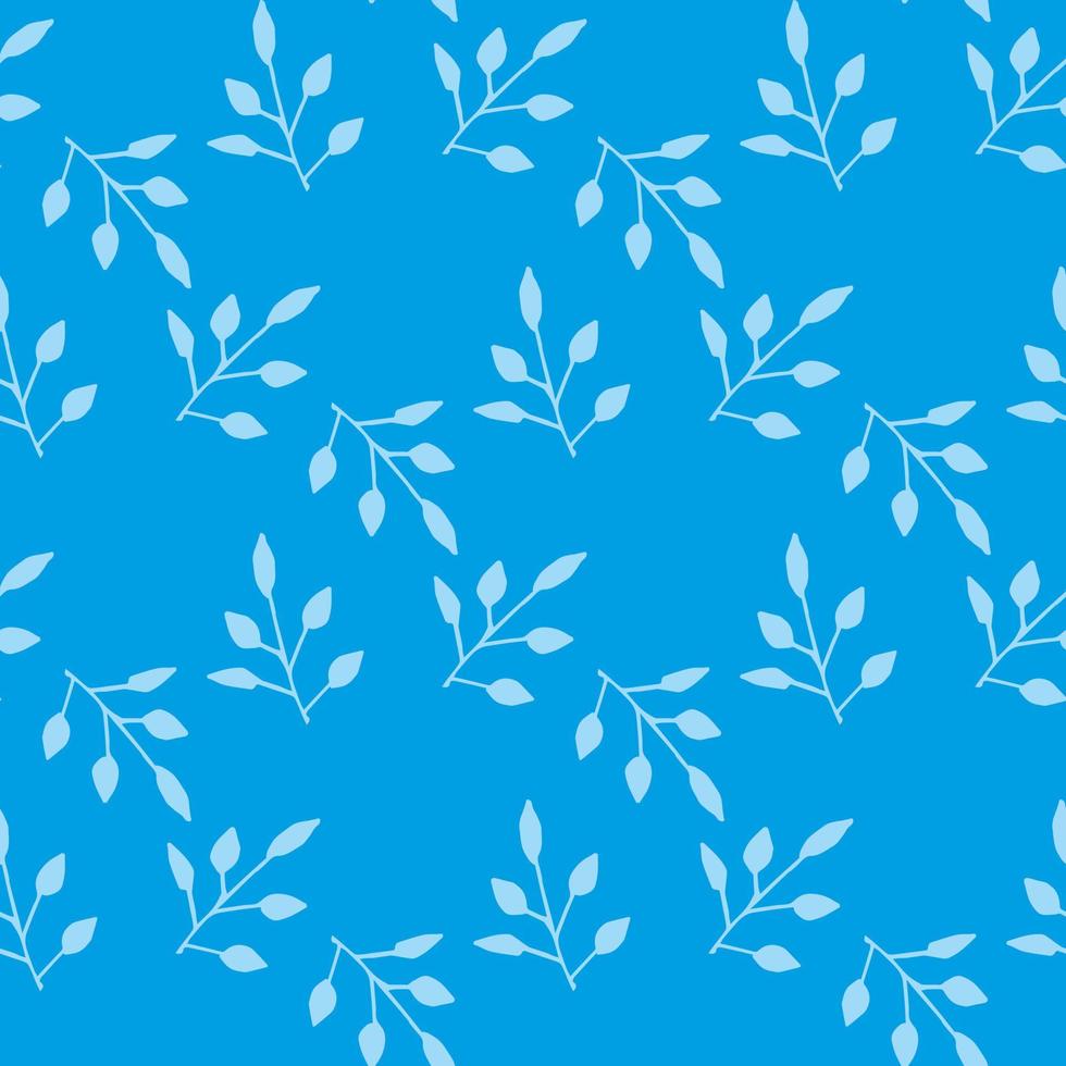 Seamless pattern with light blue branches on blue background. Vector image.