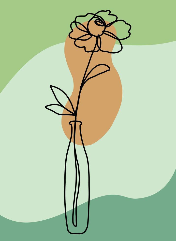 Simplicity flower freehand continuous line drawing flat design. vector