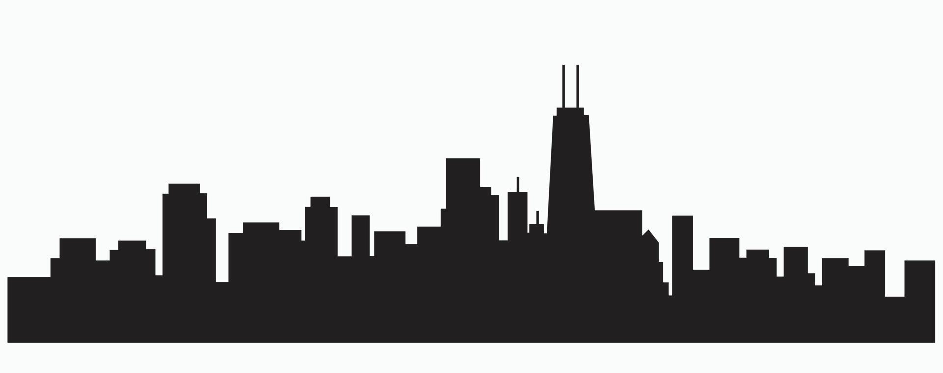 Modern City Skyline silhouette outline drawing on white background. vector