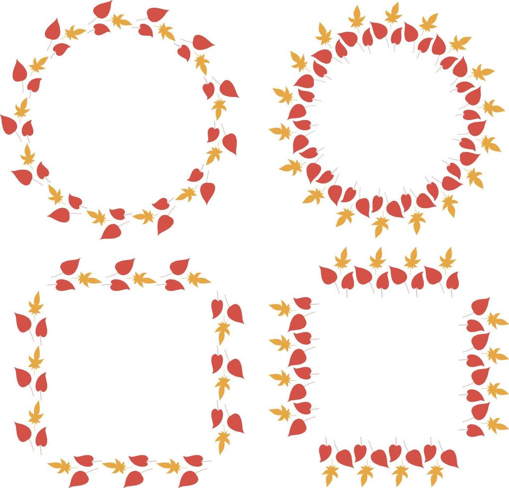 Set of frames with cozy autumn leaves. Vector image