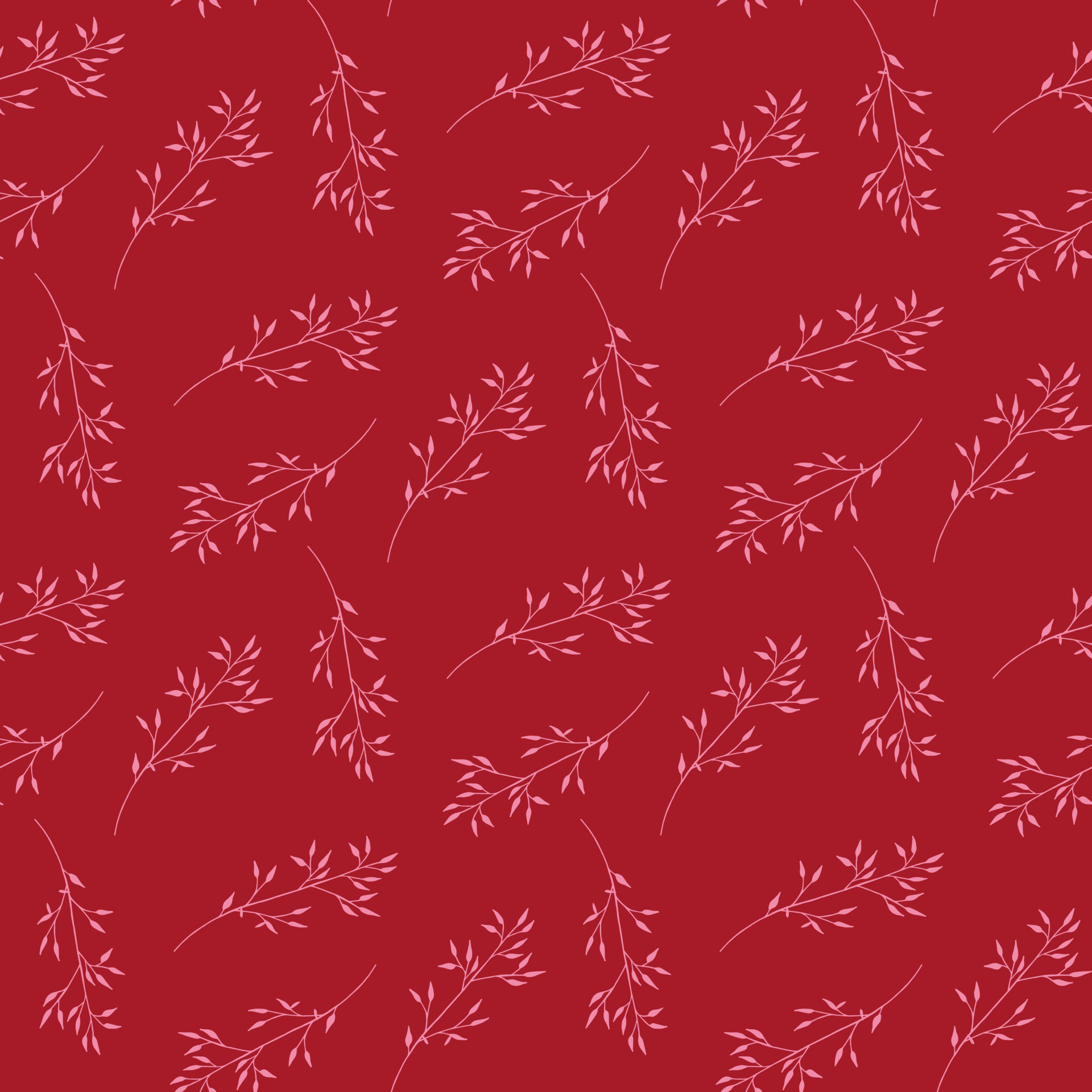 Seamless pattern with pink branches on vine color background. Vector