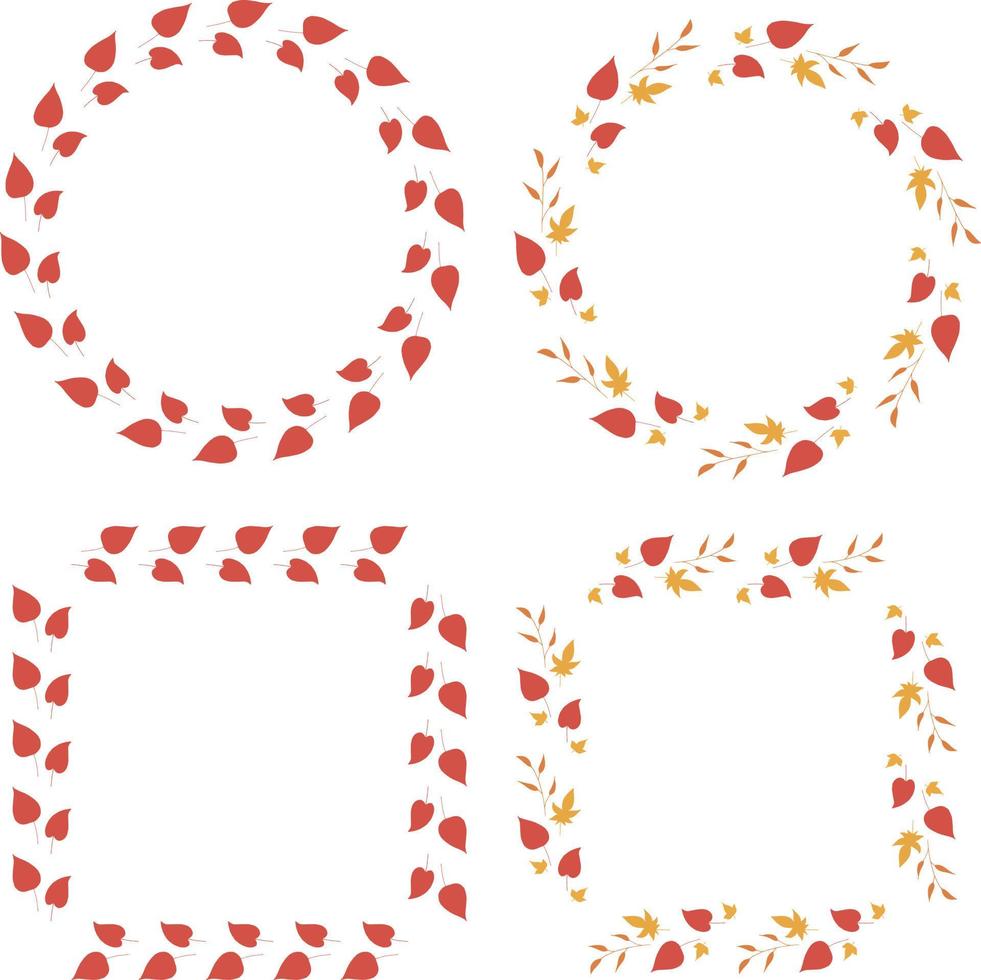 Set of frames with bright autumn leaves. Vector image