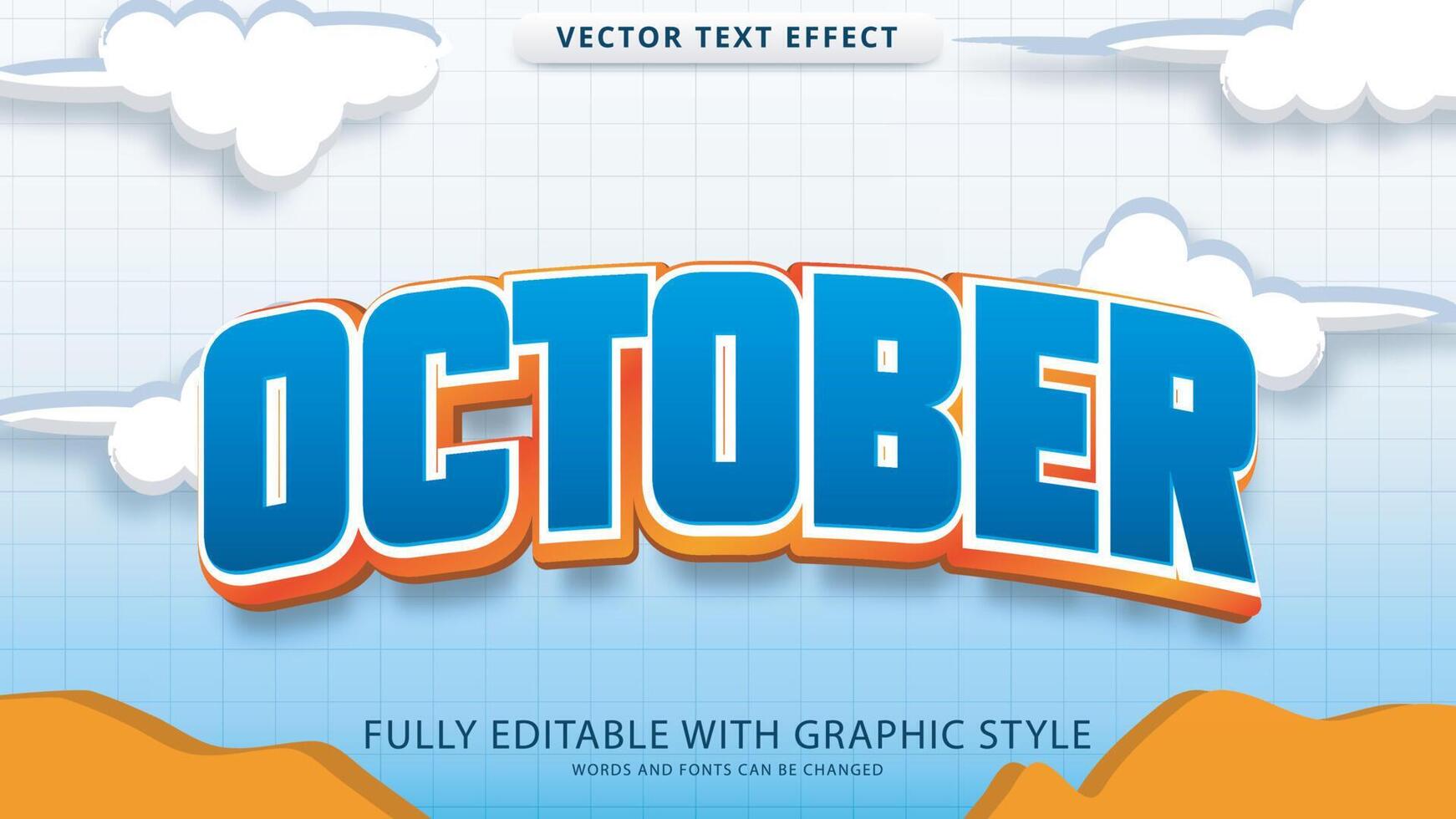 efecto de texto de octubre editable con estilo gráfico vector