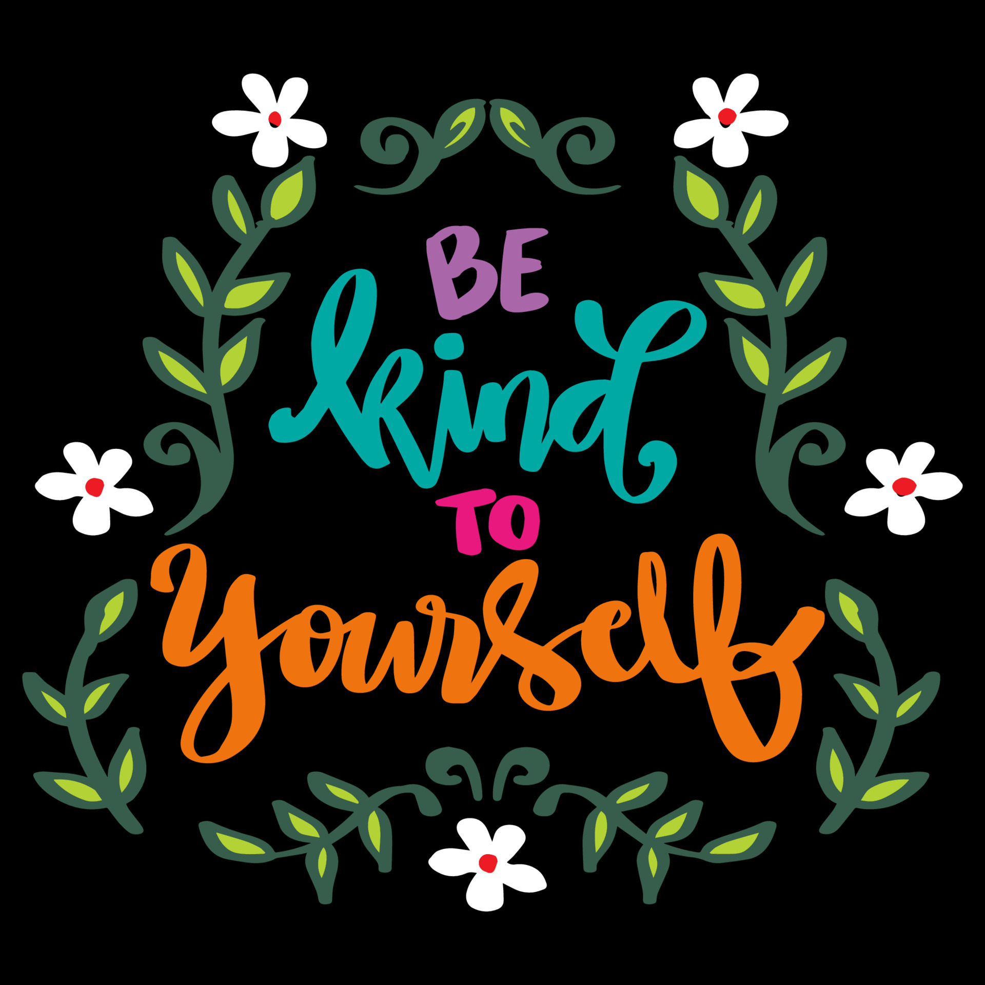 Be kind to yourself hand lettering. Poster quote. 12254717 Vector