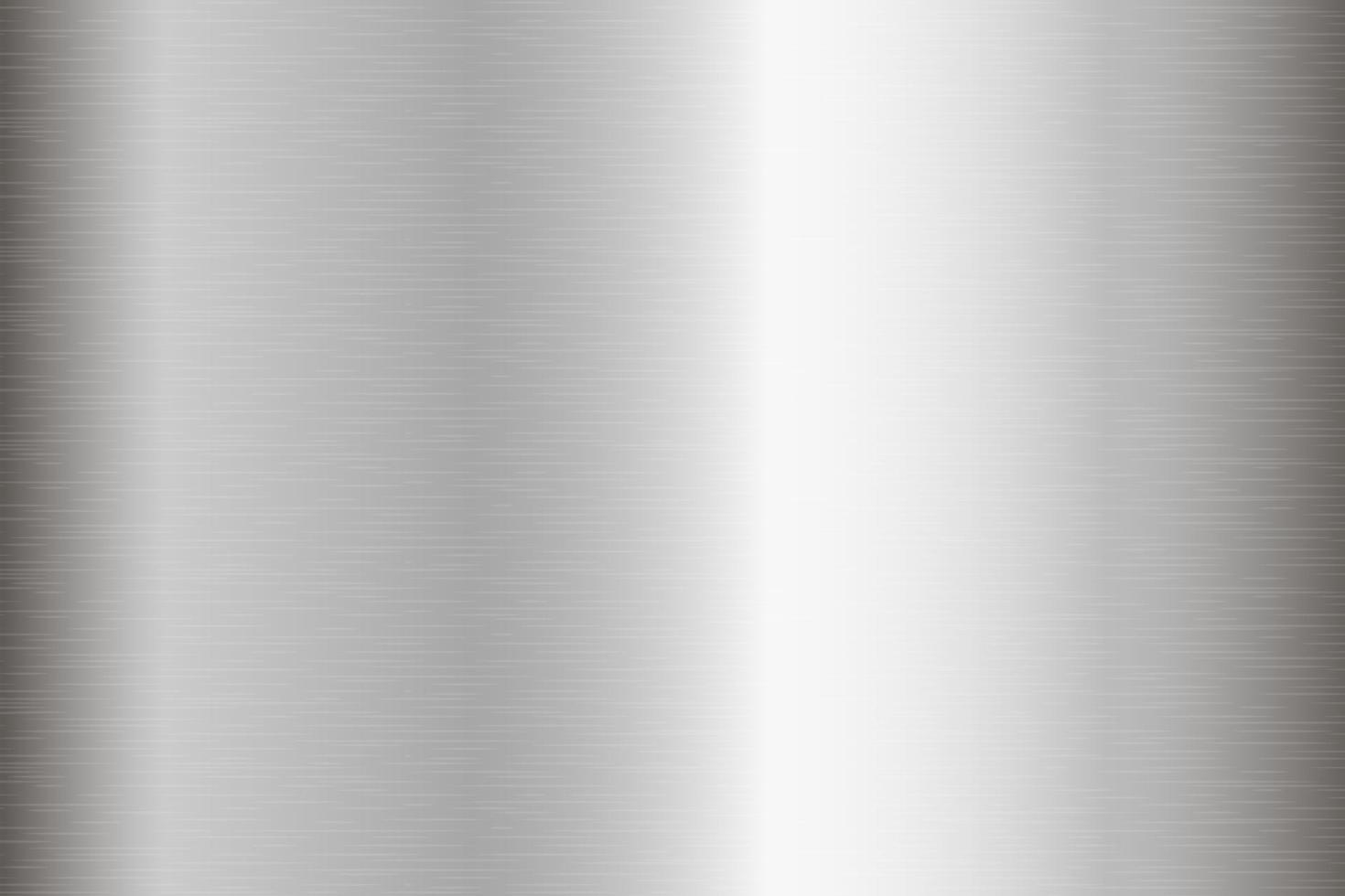 Silver foil background. Metal textured gradient. Stainless glossy surface. Realistic chrome backdrop. Vector illustration.