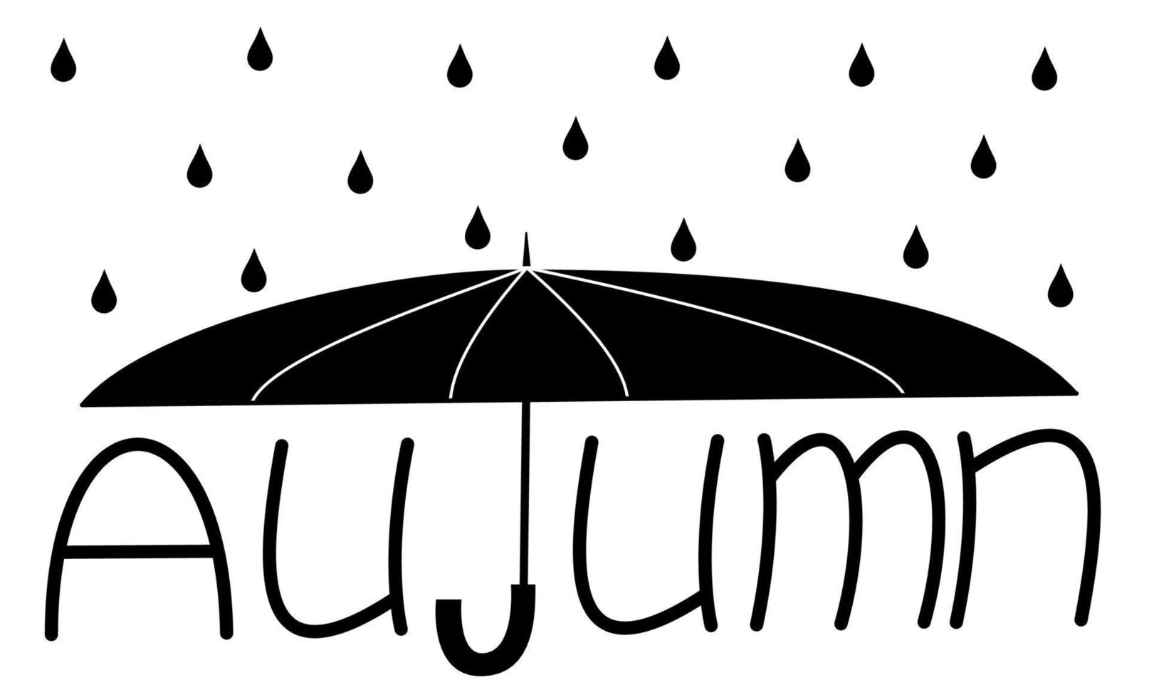 In the lettering autumn the letter t in the form of an umbrella. Unique handcrafted typography. Vector illustration for your design.