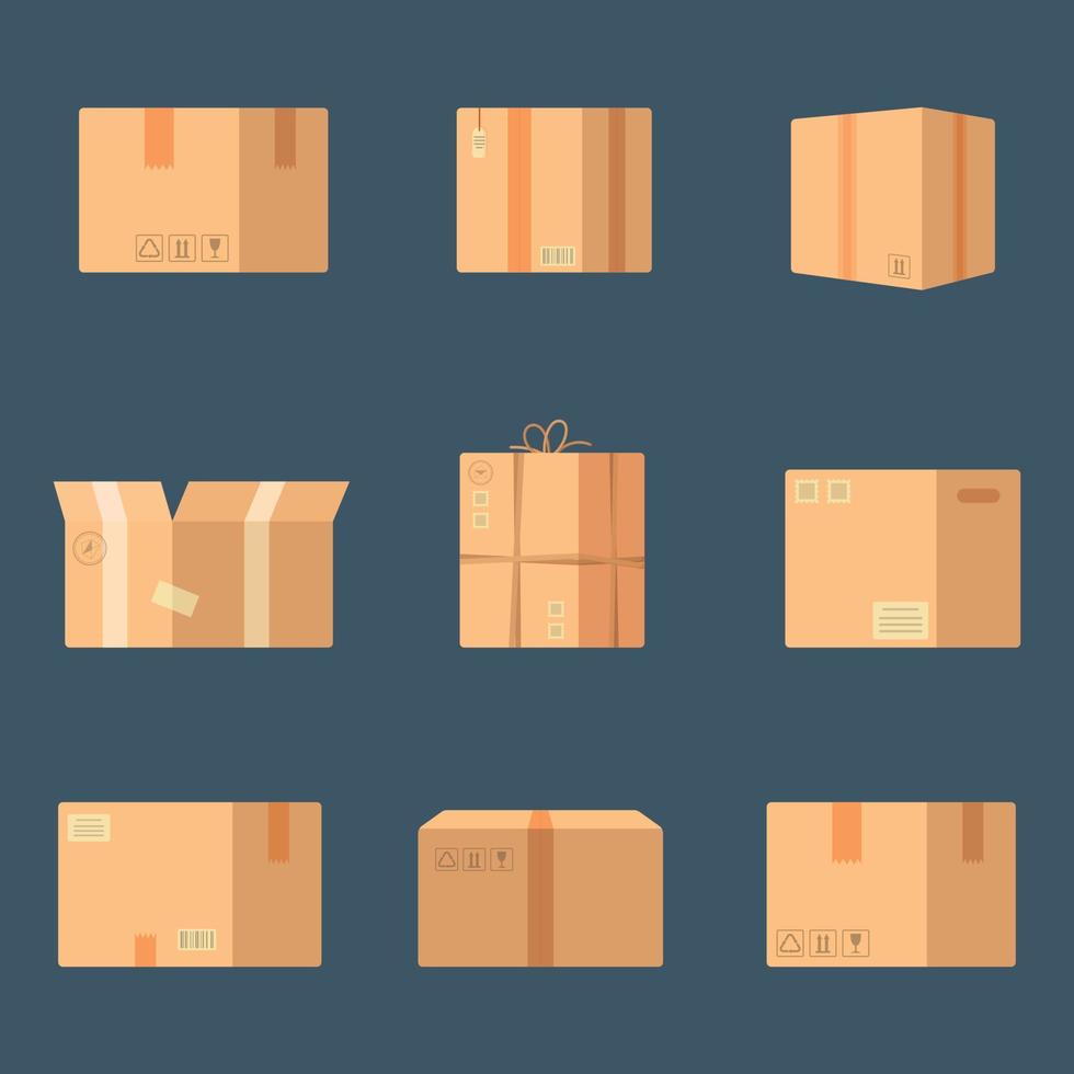 Vector illustration of boxes, set on blue background.