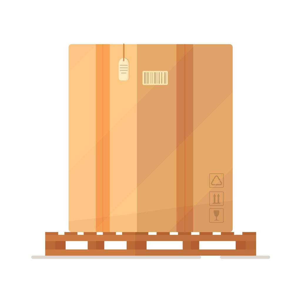 ilustración vectorial de una caja de cartón grande aislada en un fondo blanco. paquete de cartón para la entrega. vector