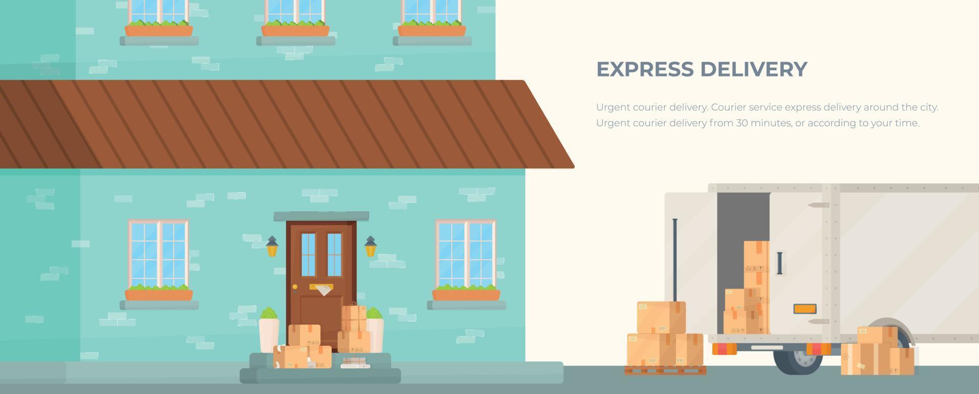 ilustración vectorial de cajas, paquetes que llegan a casa. vector